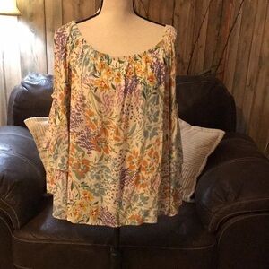 Adora Cream Feeling Special Ruffle Floral Off the Shoulder Top Size L
